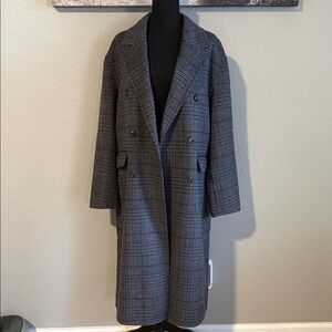 Banana Republic Gray Plaid Trench Coat